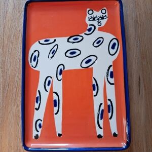 Marcello Velho Anthropologie Ceramic Orange Cat Tray